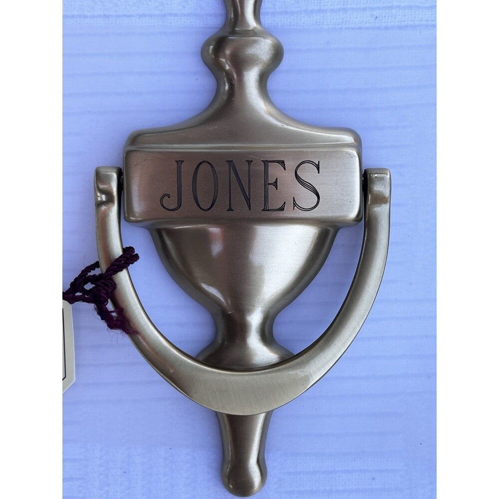 Vintage G&D Solid Brass Door Knocker JONES Made in Spain Original Tag Heavy